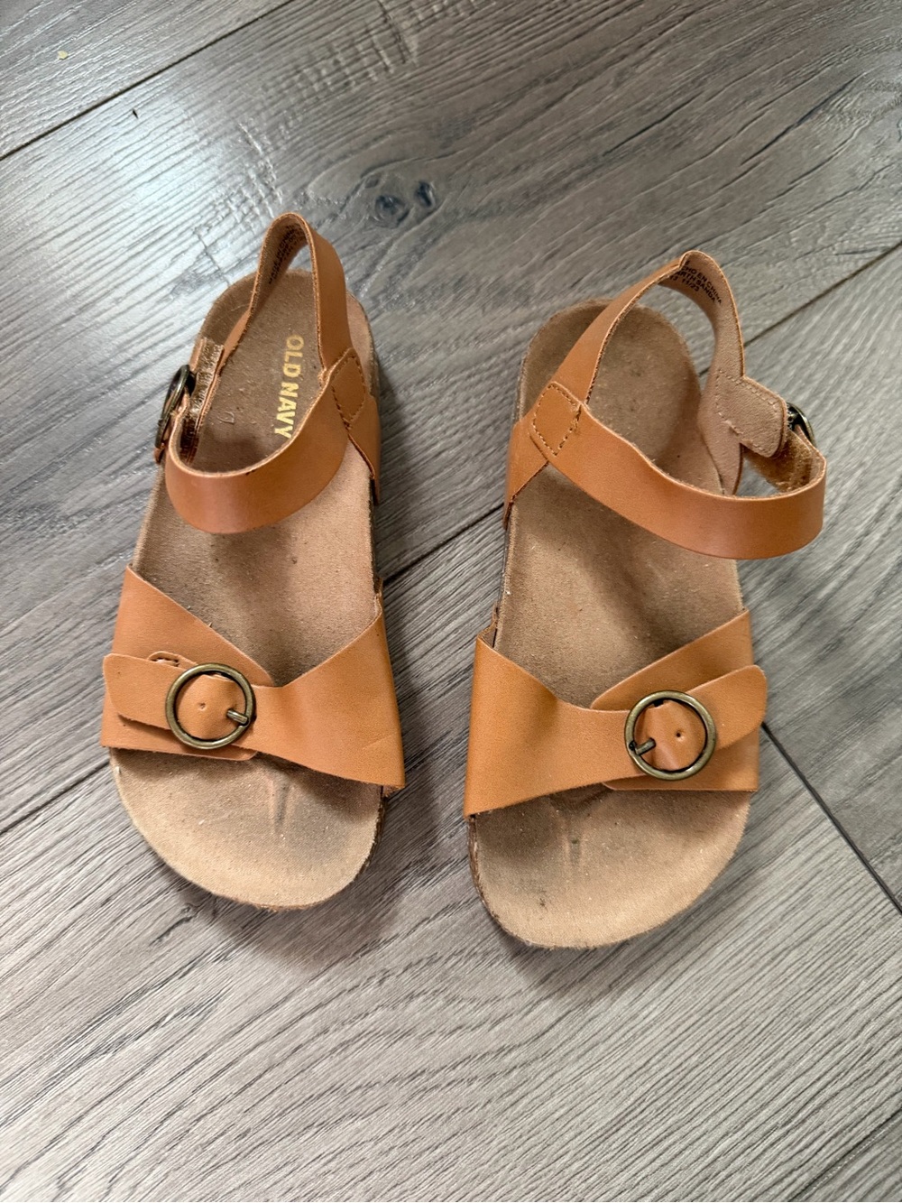 Old Navy Cognac Brown Buckle Strap Sandals